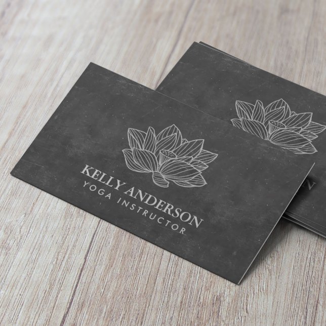 Yoga Instructor Vintage Lotus Flower Chalkboard Business Card