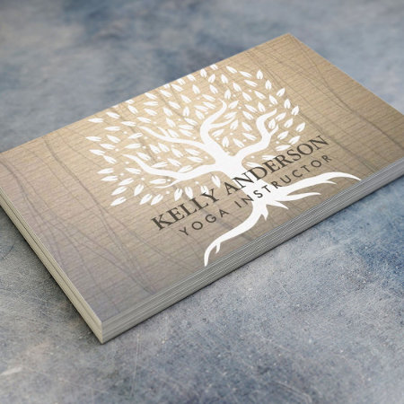 Yoga Instructor Vintage Tree Elegant Therapy Business Card