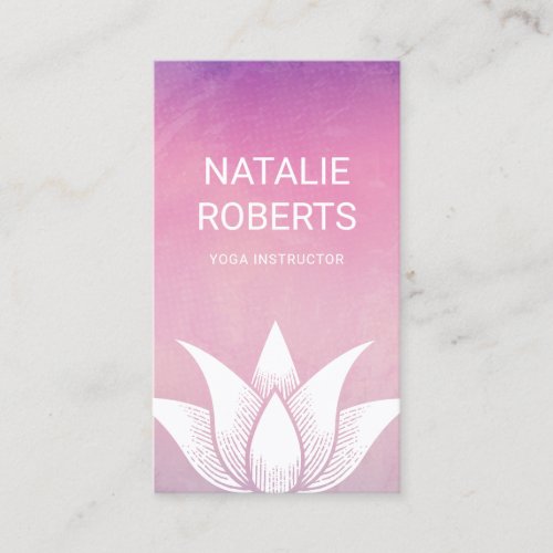 Yoga Instructor Watercolor Lotus Flower Therapist Business Card