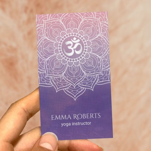 Yoga Instructor Watercolor Lotus Mandala Namaste Business Card