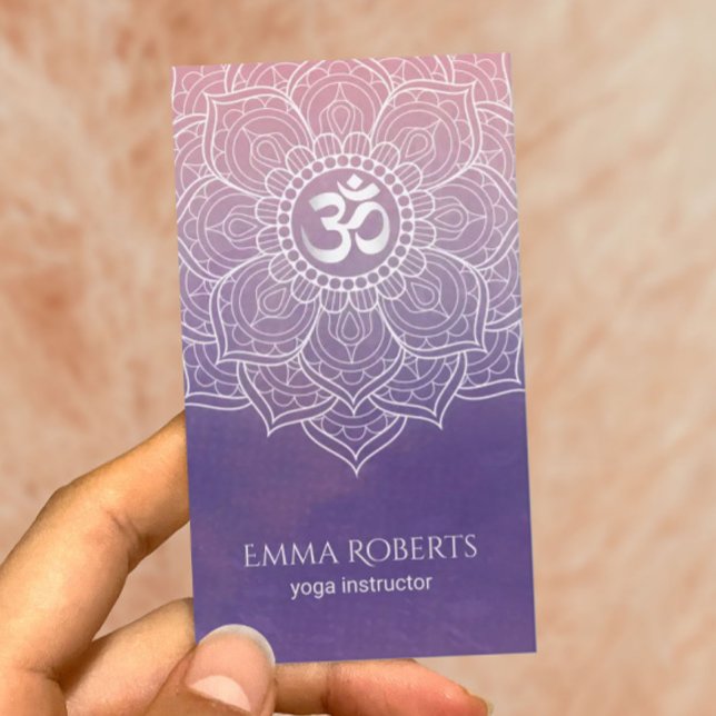 Yoga Instructor Watercolor Lotus Mandala Namaste Business Card (Creator Uploaded)