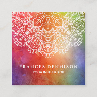 Yoga Instructor Watercolor Mandala Square Business Card
