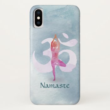 Yoga Instructor Watercolor Meditation Pose Om Sign Iphone X Case by ReadyCardCard at Zazzle