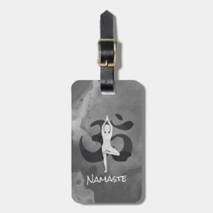 YOGA Instructor Watercolor Meditation Pose Om Sign Luggage Tag