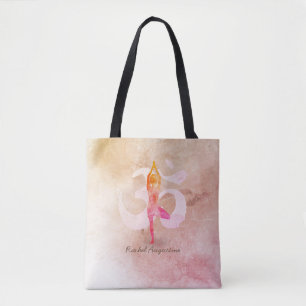 YOGA Instructor Watercolor Meditation Pose Om Sign Tote Bag