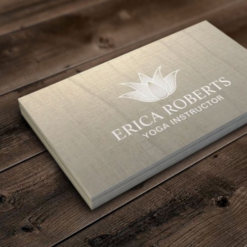 Yoga Instructor White Lotus Logo Vintage Business Card