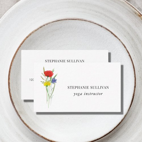 Yoga Instructor Wildflower Business Card