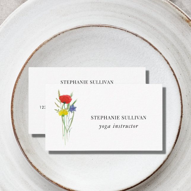 Yoga Instructor Wildflower Business Card (Creator Uploaded)
