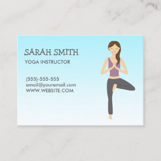Yoga Instructor With Yoga Woman In Tree Pose Business Card