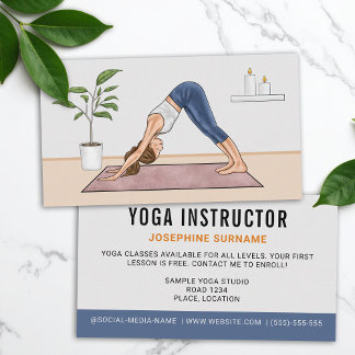 Yoga Instructor Woman Downward-facing Dog Pose Business Card