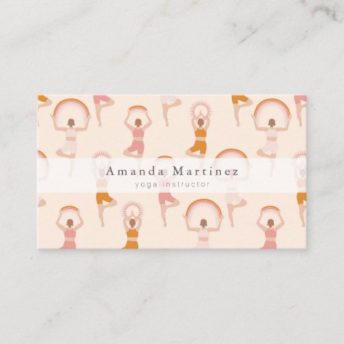 Yoga Instructor Women Yoga Pose Light Pink Business Card