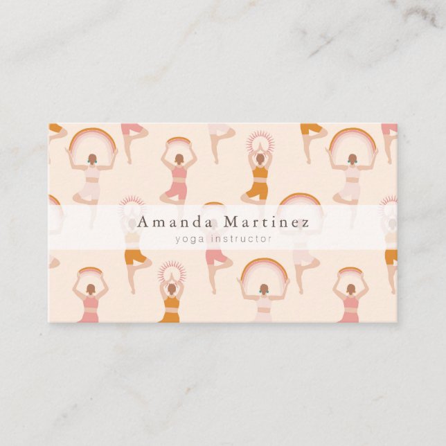Yoga Instructor Women Yoga Pose Light Pink Business Card (Front)