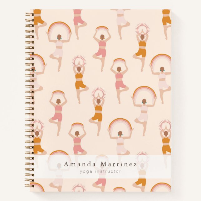 Yoga Instructor Women Yoga Pose Light Pink Notebook (Front)