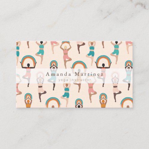 Yoga Instructor Women Yoga Pose Light Tan Business Card