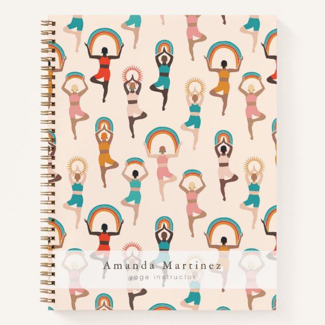 Yoga Instructor Women Yoga Pose Light Tan Notebook (Front)