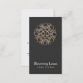 Yoga Instructor Wood Lotus Black (Not Real Wood) Business Card (Front/Back)