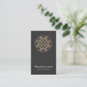 Yoga Instructor Wood Lotus Black (Not Real Wood) Business Card (Standing Front)