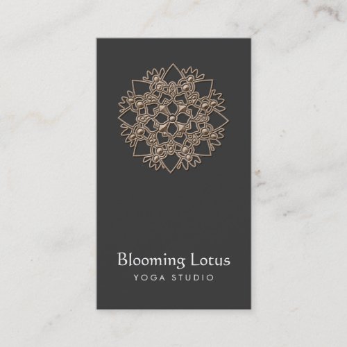 Yoga Instructor Wood Lotus Black (Not Real Wood) Business Cards