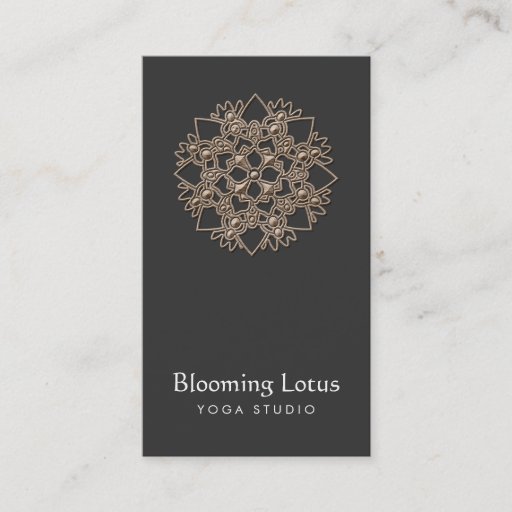 Customizable Yoga Instructor Wood Lotus Black (Not Real Wood) Business Cards