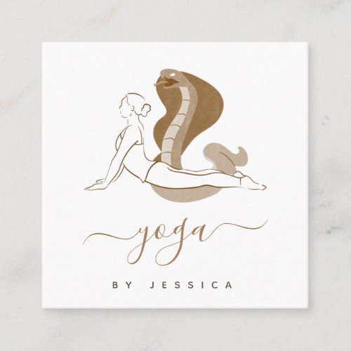 Yoga Instructor Yogi  Cobra Snake Pose Elegant    Square Business Card