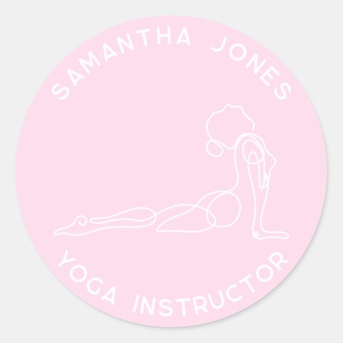 Yoga instructor yogi pose modern studio business classic round sticker