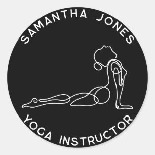Yoga instructor yogi pose modern studio business classic round sticker