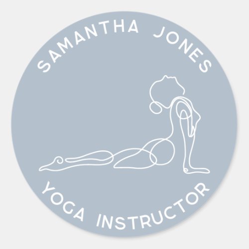 Yoga instructor yogi pose modern studio business classic round sticker