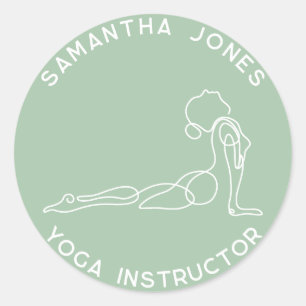 Yoga instructor yogi pose modern studio business classic round sticker