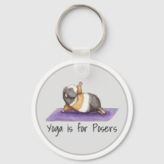Yoga is For Posers Funny Guinea Pig Keychain