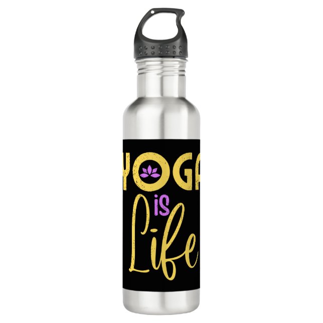 Yoga Is Life Yoga Meditaion Stainless Steel Water Bottle (Front)