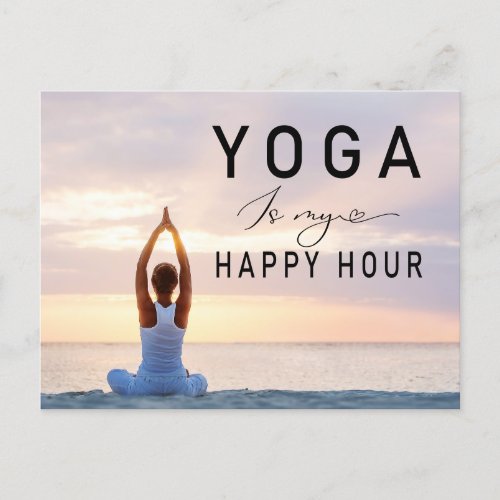 Yoga is my happy hour Woman posing yoga  Postcard