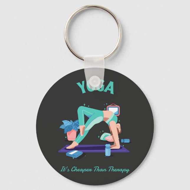 Yoga It's Cheaper Than Therapy Keychain (Front)