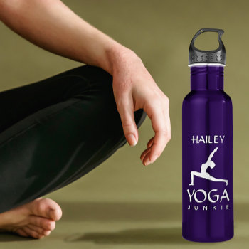 Yoga Junkie White Silhouette 24 Oz Water Bottle by sunnymars at Zazzle
