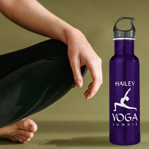 Yoga Junkie White Silhouette 24 Oz Water Bottle