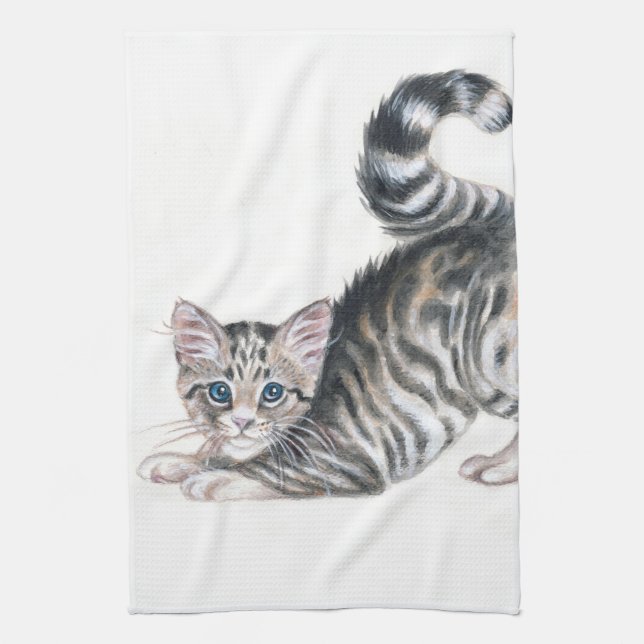 yoga kitten kitchen towel (Vertical)