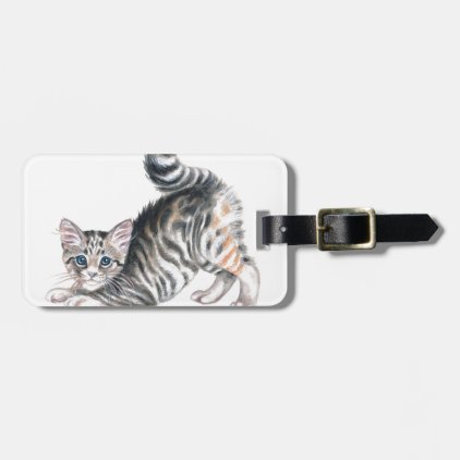 yoga kitten luggage tag