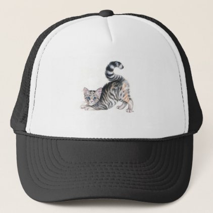 yoga kitten stretch trucker hat