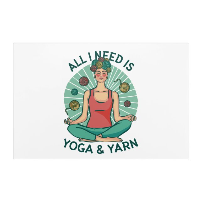 Yoga Knitting Funny Design Acrylic Print (Front)