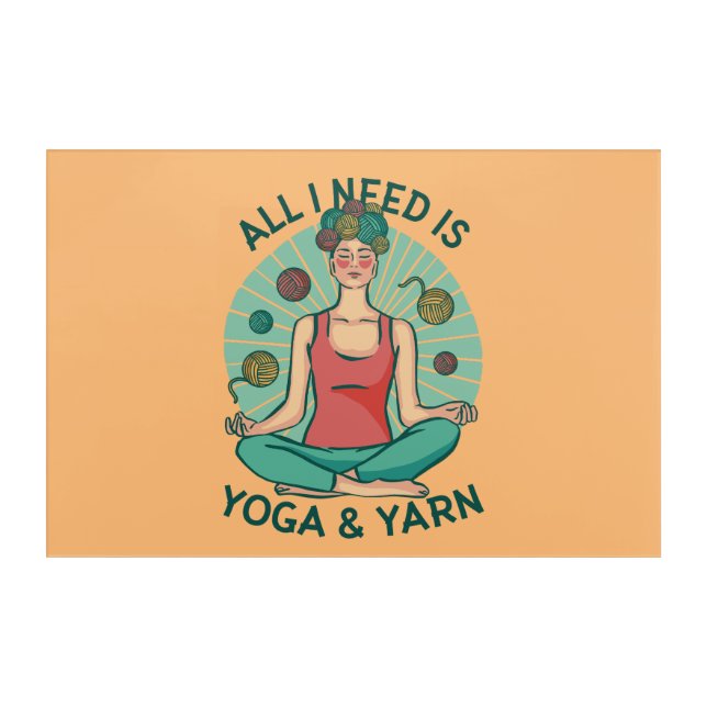 Yoga Knitting Funny Design Acrylic Print (Front)