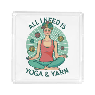 Yoga Knitting Funny Design Acrylic Tray