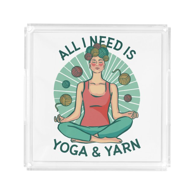 Yoga Knitting Funny Design Acrylic Tray (Front)