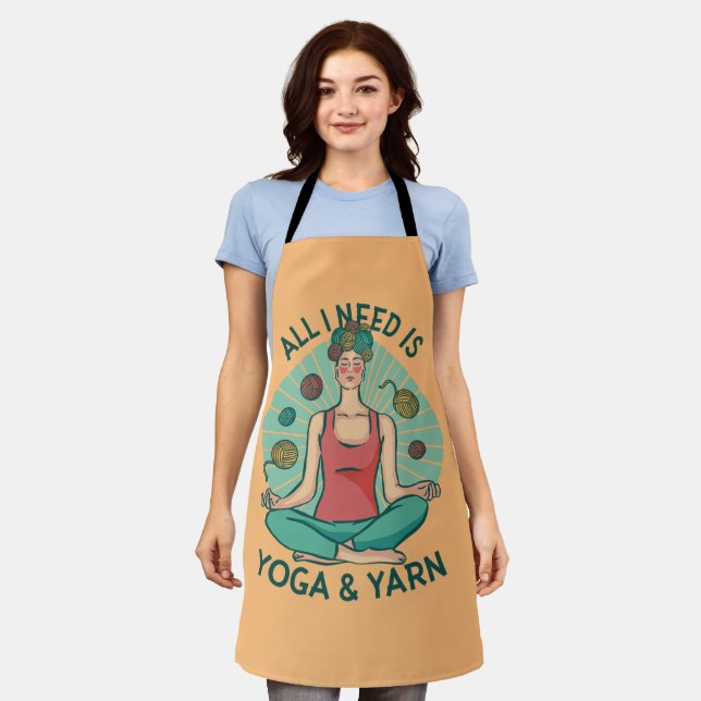 Yoga Knitting Funny Design Apron (Worn)