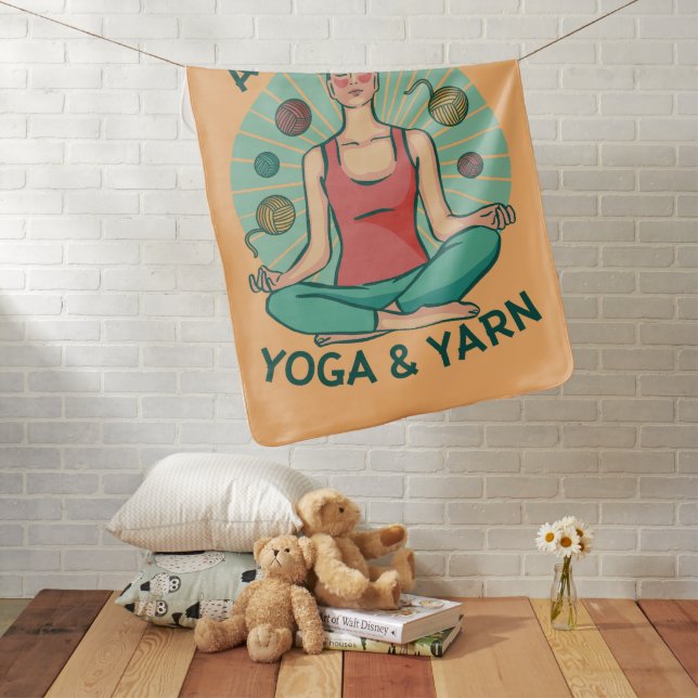Yoga Knitting Funny Design Baby Blanket (In Situ)