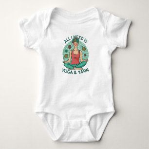 Yoga Knitting Funny Design Baby Bodysuit