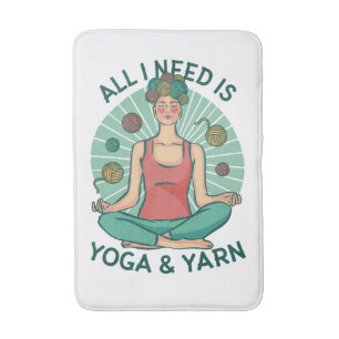 Yoga Knitting Funny Design Bath Mat