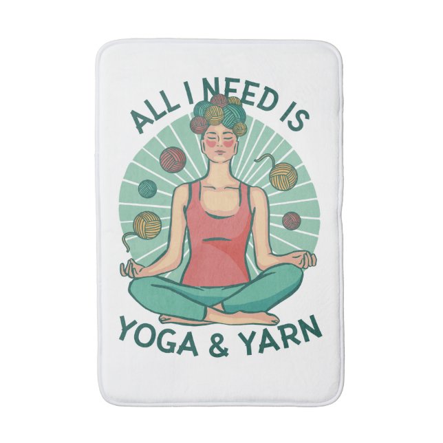 Yoga Knitting Funny Design Bath Mat (Front Vertical)