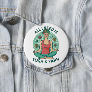 Yoga Knitting Funny Design Button