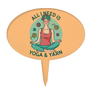 Yoga Knitting Funny Design Cake Topper
