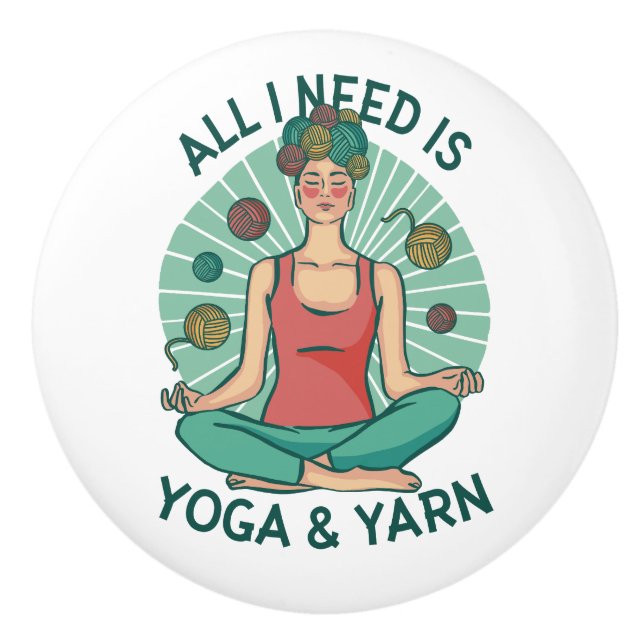 Yoga Knitting Funny Design Ceramic Knob (Front)