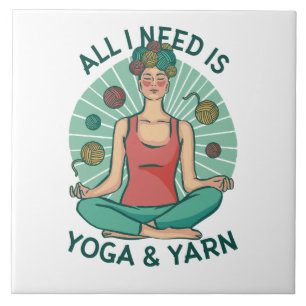 Yoga Knitting Funny Design Ceramic Tile